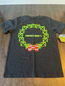 New Black Kids Minecraft Holiday Christmas Creeper Wreath T-Shirt - Picture 1 of 3