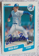 Toronto Blue Jays Willie Blair Signed 1990 Fleer Update Rookie Card Auto