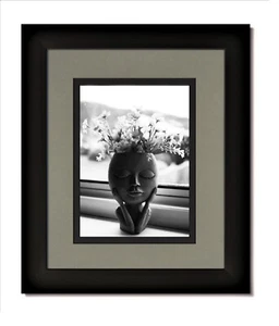 16x20 Matte Black Frame with Glass & Gray/Black Mat for 11x14 - Picture 1 of 2