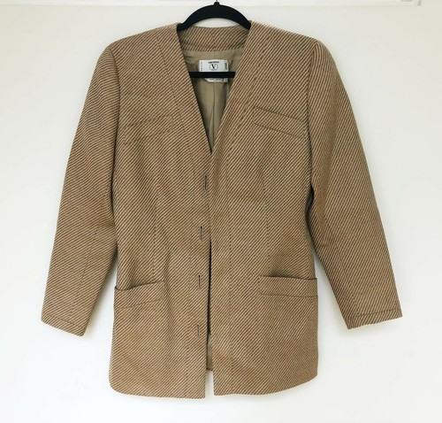 Giacca blazer donna vintage cammello Valentino lana taglia EUR 40