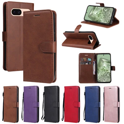 Solid Color Leather Wallet Magnetic Phone Case For Google Pixel 6 7A 8A 9 Pro XL - Image 1 of 4
