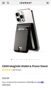 NEUF VOYAGE - EZMO MagSafe Portefeuille Magnétique et Support Téléphone RFID Marine - Photo 1 sur 4