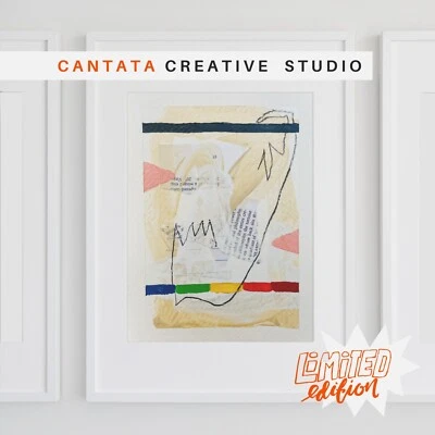 Obra de arte collage estético original vintage - arte de pared pequeño - medios mixtos Foto 1 de 4