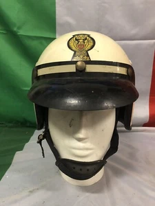 CASCO BIANCO MOTOCICLISTA POLSTRADA POLIZIA PUBBLICA SICUREZZA ANNI 80 Tg.56/57 - Picture 1 of 4