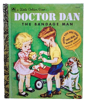 Винтажная Маленькая Золотая Книга Доктор Дэн Повязочный Человек 1992 С НЕПОВРЕЖДЕННЫМИ J&J BAND-AIDS - Изображение 1 из 4