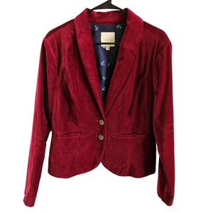 ModCloth  Red Velvet Blazer Woman SZ XL Pockets 2 Fancy Metal Buttons Bohemian - Picture 1 of 6