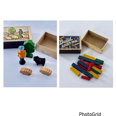 老式微型西德火柴盒玩具建筑剪木 — 第 1/4 张图片