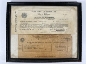 Vintage 70er Jahre Holyoke MA Gebäude & Schnaps Steuerbescheinigungen gerahmtes Wandbild - Bild 1 von 5