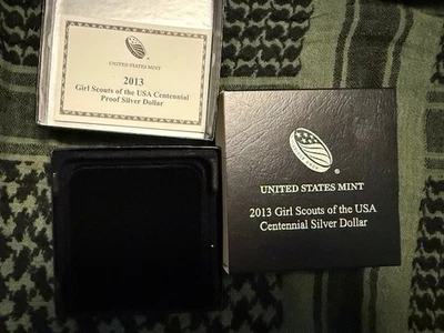 2013 W Girl Scouts Centennial PROOF Silver Dollar US Mint Coin with Box and COA - Image 1 of 4