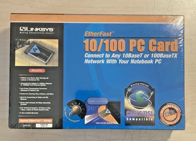 Linksys EtherFast 10/100 Integrated PC Card Model No. PCMPC100 Ver. 3 NEW Sealed - Image 1 of 4