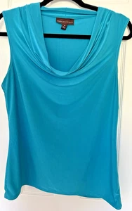 Dana Buchman Damen Top türkis blau ärmellos Wasserfallausschnitt Stretch ärmellos Gr. M - Bild 1 von 6