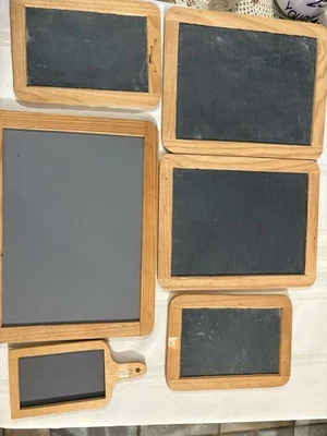 Six chalkboard slates Four double-sided large medium and small - Image 1 of 4
