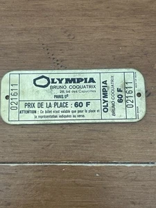 Vintage Brass Ticket Olympia Bruno Coquatrix Paris, France - Picture 1 of 6