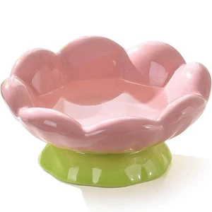 Ceramic Raised Cat Bowl, Shallow Wide, Anti-Vomiting and Whisker Fatigue, Non... - Picture 1 of 6
