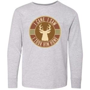 Inktastic Deer Hunting I Came I Saw I Took Him Home Youth Long Sleeve T-Shirt - Picture 1 of 4