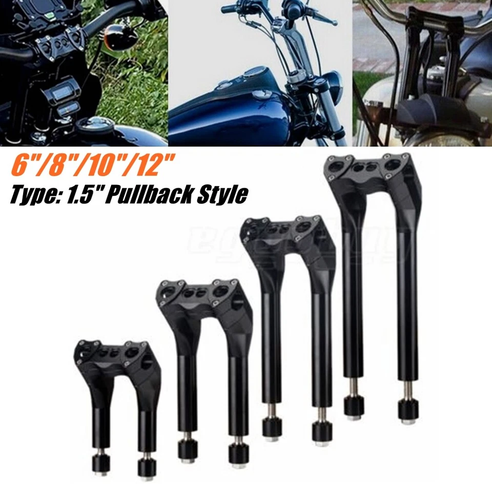 Elevador de manillar CNC 1-1/8" estilo retroceso para Softail Dyna Street Bob Sportster Foto 1 de 4