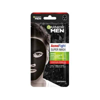 Garnier Hombres Acno Fight XL Mascarilla de Tejido Hombres, 5X Ácido Salicílico y Carbón - 22g Foto 1 de 4