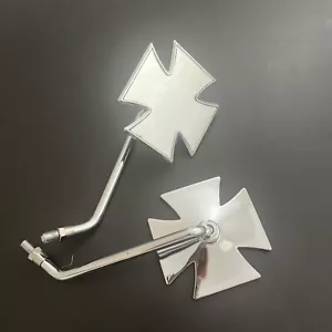 Spiegel Satz Cross Kreuz 10 mm silber für Chopper & Cruiserfür Harley Davidson - Bild 1 von 4