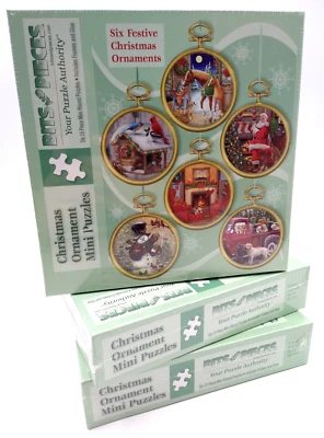 LOT OF 3 Bits and Pieces 6 Mini Christmas Holiday Ornaments Puzzles #49207 New - Image 1 of 4