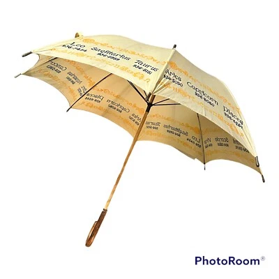 Винтажный зонт гороскоп Warden Brooks LTD дерево металл 34 дюйма - Изображение 1 из 4