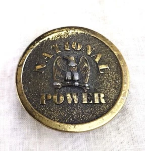 National Power Brass Belt Buckle Round 2.25 inch Diameter - Picture 1 of 3