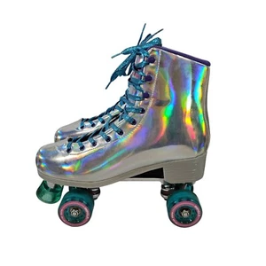 Womens Impala Sidewalk Quad Rollerskate Sz 12/13 Retro Glitter Iridescent Silver - Picture 1 of 9