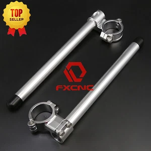 CNC Universal 37mm 7/8'' Clip-Ons Handlebar Handle Bar Clip Ons Normal Silver - Picture 1 of 10