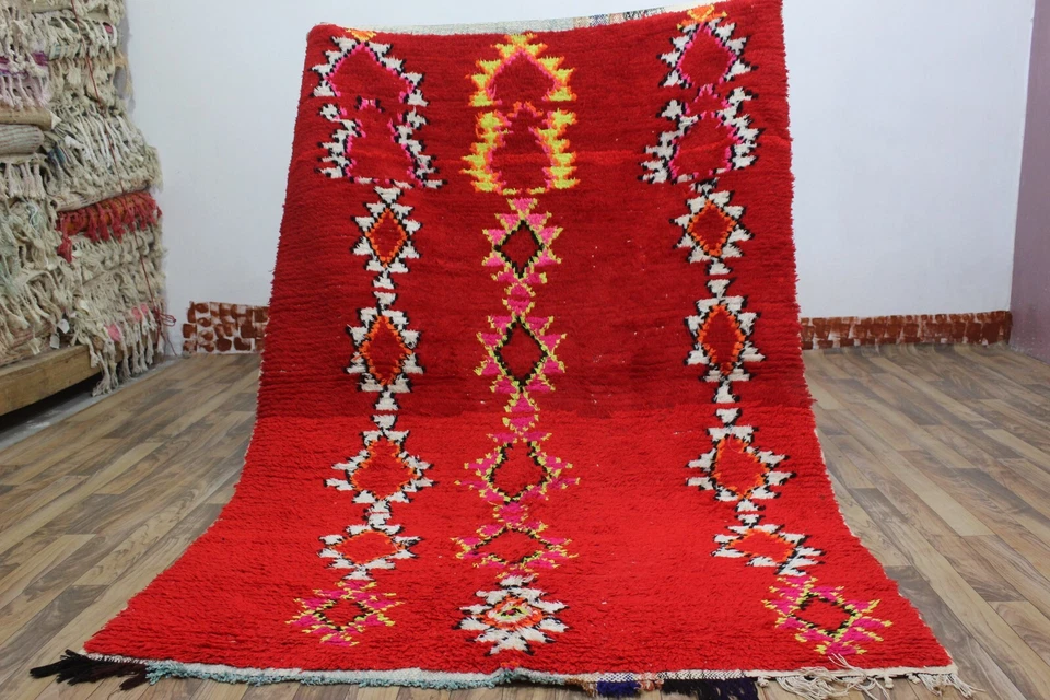 Alfombra roja vintage alfombras bereberes alfombras bereberes vintage, alfombra roja marroquí vintage Foto 1 de 4