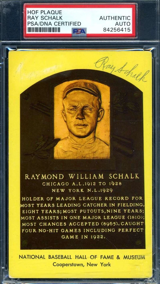 Ray Schalk PSA DNA Signed Gold Hall Of Fame Plaque Autographed - Image 1 of 1
