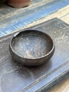 1700's Antique Black Stone Hand Carved Beautiful Oil Bowl Burner Bowl - Picture 1 of 10