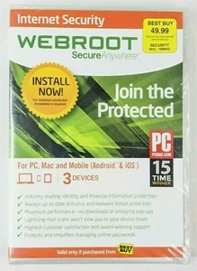 Webroot Secure Anywhere Internet Security 3 Devices for PC/MAC/Mobile NEW SEALED - Picture 1 of 2