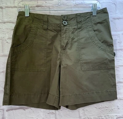 Pantalones cortos para caminar Bass para mujer verdes oliva lisos 100 % algodón talla 2 nuevos con etiquetas $46 Foto 1 de 4