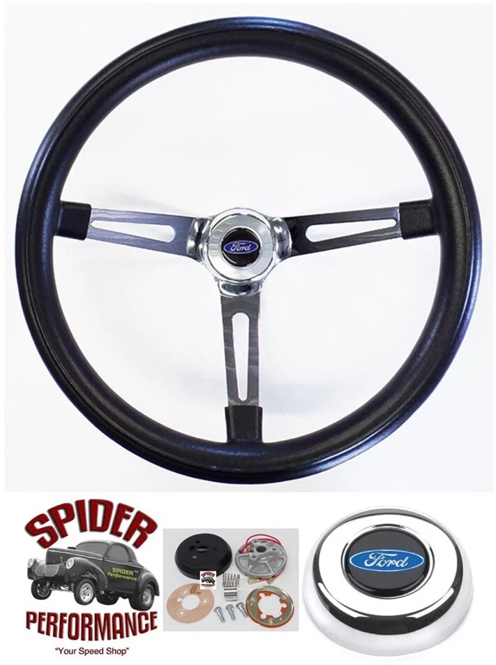 Volante pickup Bronco Ford 1978-1991 azul ovalado 15" muscle car cromado Foto 1 de 4