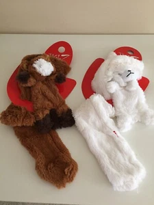 2 Kids Jiglz Furry Scarves, Puppy & Cow With Sticky Fastening, BNWT Age 6 + - Picture 1 of 8