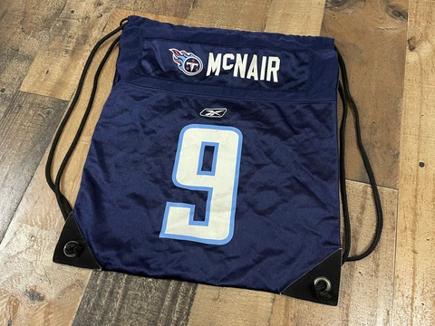 Vintage Reebok Tennessee Titans Steve McNair Drawstring Pack Bag Sack Backpack Cover