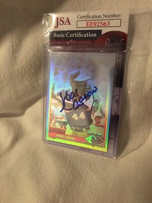 HANK AARON 1991 UPPER DECK HEROES HH1 HOLOGRAM AUTOGRAPH JSA AUTH BRAVES 755 HR - Image 1 of 3