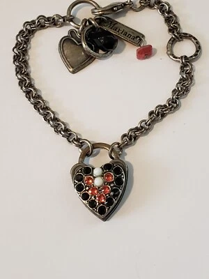Pulsera Mariana firmada con cierre de corazón tono plata 7,5" Foto 1 de 4