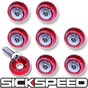 8PC RED 5MM WINDSCREEN FENDER WASHER BOLT KIT MOTORCYCLE M3 - Picture 1 of 1