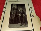 Antique Tin Type Photo Of Man Sitting On Chair With Woman Standing Next To Him
