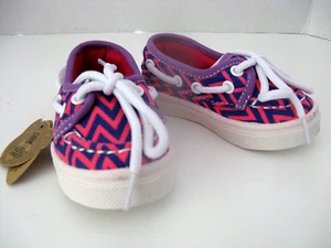 NEW Girls Toddler Size 5 Sneakers Deck Shoes Blue Pink White Tie NWT - Picture 1 of 5