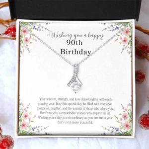 90th Birthday Gift for Women Necklace Gifts Bday Mother Wife 90 th Present - Picture 1 of 4