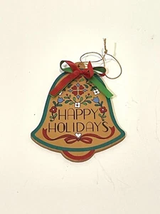 Lindo adorno de campana de madera de felices fiestas - Imagen 1 de 5