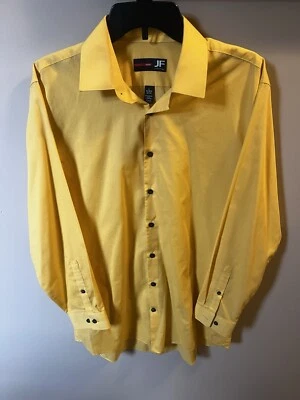 Camisa de vestir para hombre JF J. Ferrar talla L calce ajustado amarilla manga larga abotonada Foto 1 de 3