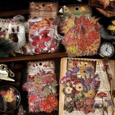 Vintage Mushroom Flowers PET Stickers Junk Journals Album Decorative DIY Crafts