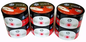 300 HP Blank 16X DVD-R DVDR Branded Logo Recordable Disc 6x50pk - Picture 1 of 5