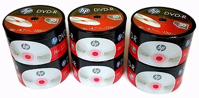 300 HP Blank 16X DVD-R DVDR Branded Logo Recordable Disc 6x50pk - Image 1 of 4
