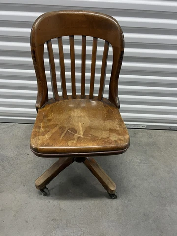 Antique SIKES wooden Swivel Office Chair Cover