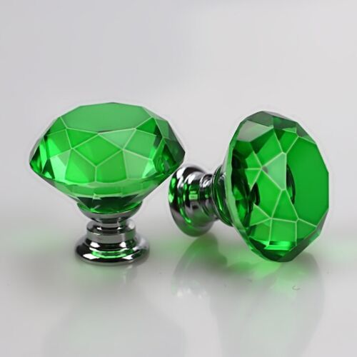 CLEAR CRYSTAL DIAMOND GLASS DOOR KNOBS CUPBOARD DRAWER FURNITURE HANDLE CABINET