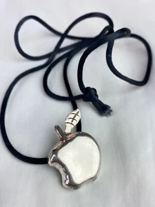 STERLING SILVER 925 Apple Pendant Necklace Mexico 11g TD-76 - Picture 1 of 5
