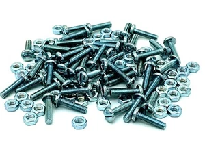 50 x MACHINE SCREWS M3 (3mm) x 12mm zinc slotted pan head bolts & nuts (419) - Picture 1 of 3